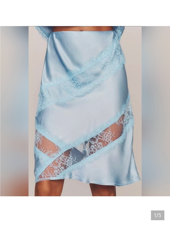 Anthropologie Dresses & Skirts - Anthropologie Powder Blue Satin Lace Slip
